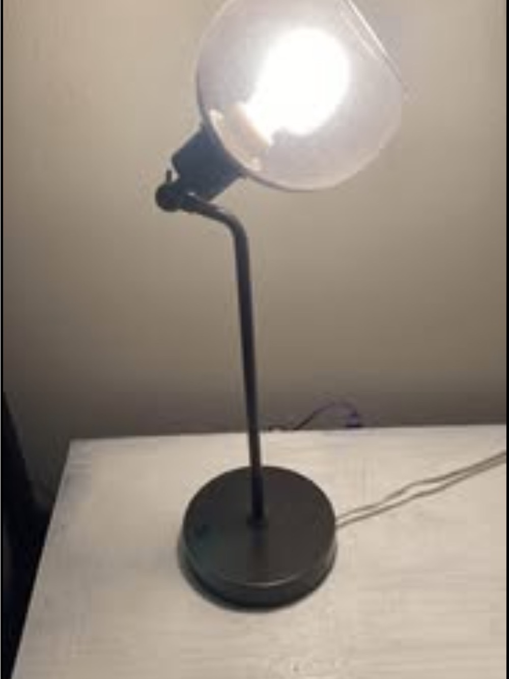 Modern Black Task Lamp with Clear Globe Shade